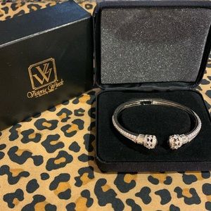 Sapphire and Diamonique hinged bracelet.